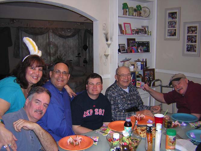 Theresa, George, Little Tom, Jesse, Uncle Manny, & Kevin at Easter Saturday Dinner